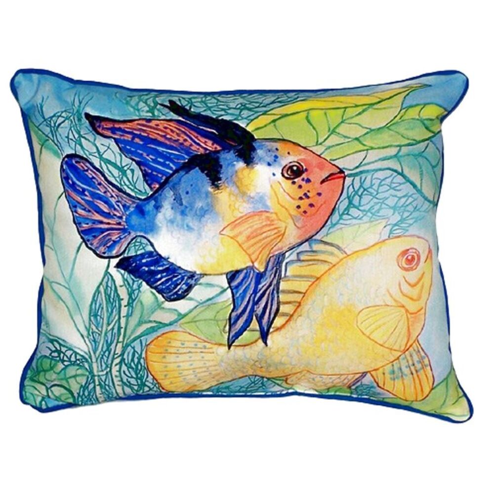Betsy Drake Betsy's Two Fish Small Indoor/Outdoor Pillow 11x14